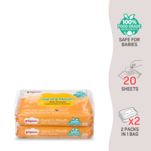 Pigeon Tisu Basah Tangan dan Mulut | Hand and Mouth Wet Tissues 20 Sheets 2 in 1 Pack