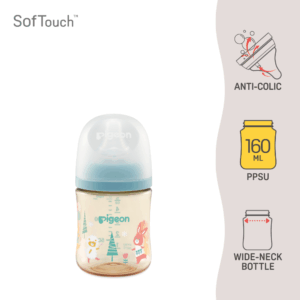 Pigeon SofTouch™ Botol Susu Leher Lebar PPSU Corak Haiwan | SofTouch™ Wide Neck Nursing Bottle PPSU Animal 160ml