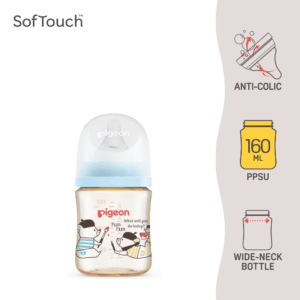 Pigeon SofTouch™ BPP Botol Susu Leher Lebar PPSU Corak Beruang | SofTouch™ BPP Wide Neck Nursing Bottle PPSU Bear 160ml
