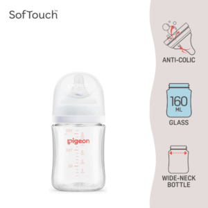 Pigeon SofTouch™ BPP Botol Susu Leher Lebar Kaca Corak Logo | SofTouch™ BPP Wide Neck Nursing Bottle Glass Logo 160ml