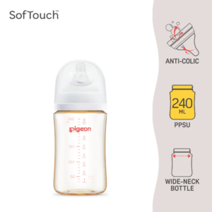 Pigeon SofTouch™ BPP Botol Susu Leher Lebar PPSU Corak Logo | SofTouch™ BPP Wide Neck Nursing Bottle PPSU Logo 240ml