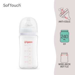 Pigeon SofTouch™ BPP Botol Susu Leher Lebar PP Corak Logo | SofTouch™ BPP Wide Neck Nursing Bottle PP Logo 240ml