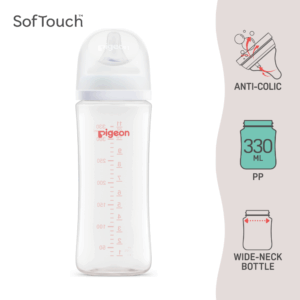 Pigeon SofTouch™ BPP Botol Susu Leher Lebar PP Corak Logo | SofTouch™ BPP Wide Neck Nursing Bottle PP Logo 330ml