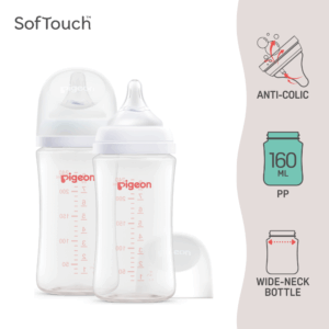 [BUNDLE] Pigeon SofTouch™ BPP Botol Susu Leher Lebar PP Corak Logo Pek Berkembar | SofTouch™ BPP Wide Neck Nursing Bottle PP Logo Twin Pack 240ml
