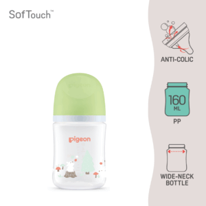 Pigeon SofTouch™ Botol Susu Leher Lebar PP Corak Arnab | SofTouch™ Wide Neck Nursing Bottle PP Rabbit 160ml
