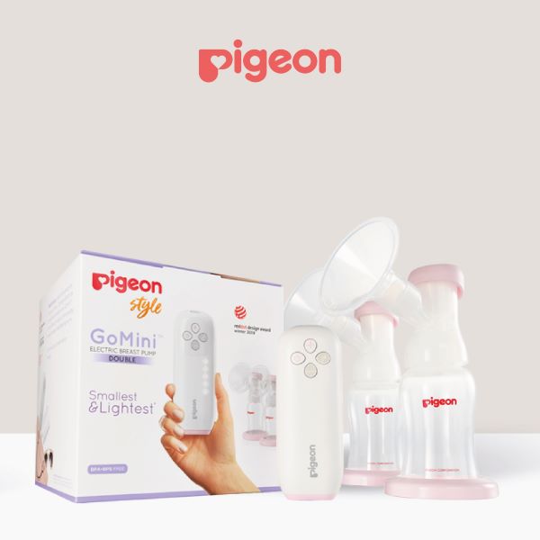 Pigeon GoMini Double Electric Breast Pump, lightweight and portable, designed for efficient milk extraction with 2-phase expression mode.