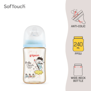Pigeon SofTouch™ BPP Botol Susu Leher Lebar PPSU Corak Beruang | SofTouch™ BPP Wide Neck Nursing Bottle PPSU Bear 240ml