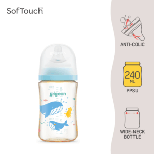 Pigeon SofTouch™ BPP Botol Susu Leher Lebar PPSU Corak Lautan | SofTouch™ BPP Wide Neck Nursing Bottle PPSU Ocean Dive 240ml