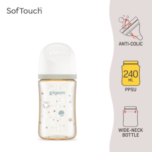 Pigeon SofTouch™ BPP Botol Susu Leher Lebar PPSU Corak Galaksi | SofTouch™ BPP Wide Neck Nursing Bottle PPSU Galaxy 240ml