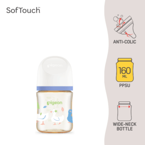 Pigeon SofTouch™ BPP Botol Susu Leher Lebar PPSU Corak Taman | SofTouch™ BPP Wide Neck Nursing Bottle PPSU Garden Goose 160ml
