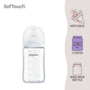 Pigeon SofTouch™ BPP Botol Susu Leher Lebar T-Ester Corak Logo | SofTouch™ BPP Wide Neck Nursing Bottle T-Ester Logo 240ml
