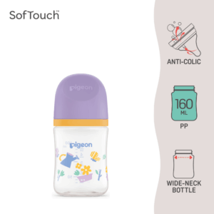 Pigeon SofTouch™ BPP Botol Susu Leher Lebar PP Corak Bunga | SofTouch™ BPP Wide Neck Nursing Bottle PP Spring 160ml