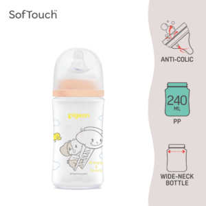 Pigeon SofTouch™ BPP Botol Susu Leher Lebar PP Corak Howapipi | SofTouch™ BPP Wide Neck Nursing Bottle PP Howapipi 240ml