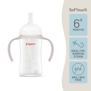 SofTouch™ Wide Neck BPP Step Up Straw Bottle Set 240ml Logo