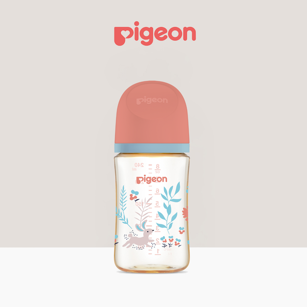 Pigeon SofTouch™ Wide Neck PPSU Nursing Bottle (Floral & Deer Design) – Elegant and practical baby bottle with a nature-inspired deer and floral print. Ideal for travel-friendly feeding.