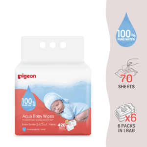 Pigeon Tisu Basah Bayi Aqua | Aqua Baby Wipes 70 Sheets 6 in 1 Pack