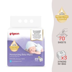 Pigeon Tisu Basah Bayi Pelembap | Moisturizing Baby Wipes 70 Sheets 3 in 1 Pack