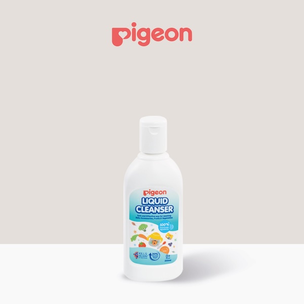 Pigeon Malaysia Liquid Cleanser 200ml for baby straw bottle cleaning, removes milk stains kills 99.99% bacteria, essential for StarTouch™ Gravity Ball Straw Cup maintenance.