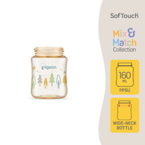 Pigeon SofTouch™ Botol Susu Leher Lebar PPSU Padan dan Serasi Corak Hutan | SofTouch™ Wide Neck Nursing Bottle PPSU Mix and Match Forest 160ml