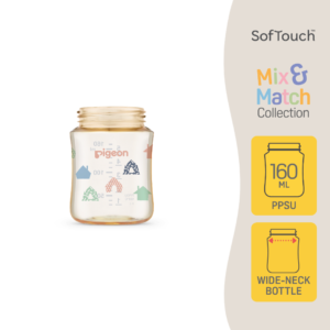 Pigeon SofTouch™ Botol Susu Leher Lebar PPSU Padan dan Serasi Corak Rumah | SofTouch™ Wide Neck Nursing Bottle PPSU Mix and Match House 160ml
