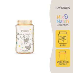 Pigeon SofTouch™ Botol Susu Leher Lebar PPSU Padan dan Serasi Corak Howapipi | SofTouch™ Wide Neck Nursing Bottle PPSU Mix and Match Howapipi 240ml