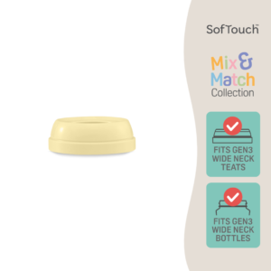 Pigeon SofTouch™ Penutup Skru Leher Lebar Padan dan Serasi Kuning Lembut | SofTouch™ Wide Neck Screw Cap Mix and Match Light Yellow