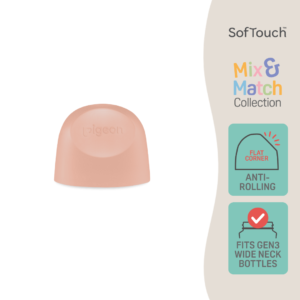 Pigeon SofTouch™ Penutup Botol Susu Leher Lebar Padan dan Serasi Pic Jingga | SofTouch™ Wide Neck Bottle Hood Mix and Match Peach Orange