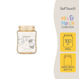 Pigeon SofTouch™ Botol Susu Leher Lebar PPSU Padan dan Serasi Corak Howapipi | SofTouch™ Wide Neck Nursing Bottle PPSU Mix and Match Howapipi 160ml