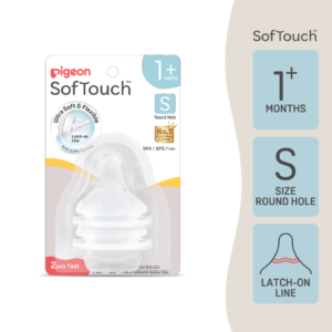 Pigeon SofTouch™ Latch-On Puting Susu Leher Lebar | SofTouch™ Latch-On Wide Neck Teat Size S