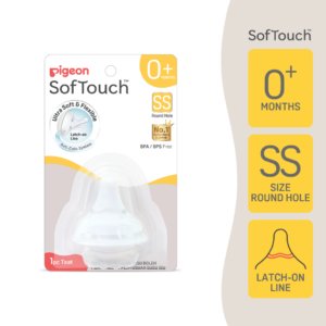 Pigeon SofTouch™ Latch-On Puting Susu Leher Lebar | SofTouch™ Latch-On Wide Neck Teat Size SS