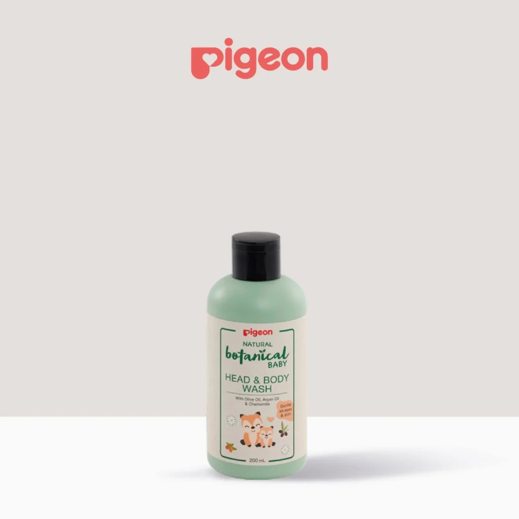 Pigeon Natural Botanical Baby Head & Body Wash is formulated for gentle cleansing of newborn skin and hair.